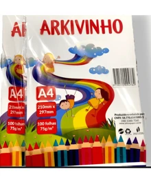 Kit 2 Pacotes Papel Arquivinho Sulfite A4 210mm X 297mm,Branco 100 Folhas 75 g/metro Quadrado Totais