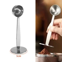 1 st. 2-in-1 roestvrijstalen koffielepel, aanstampende koffielepel met dubbele functie, poederhamertamper voor meten en aanstampen