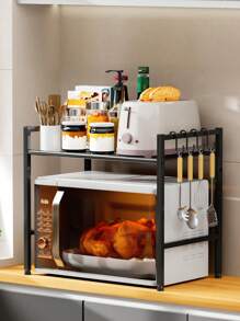 A Multifunctional Kitchen Storage Rack, Serving As Both Microwave And Oven Rack, Dual-Layer Design For Storing Spices And Other Items, Also Suitable For Home Decor, Bathroom Supplies, Birthday Gifts, New Year Gifts, Valentine's Day Gifts, Etc.