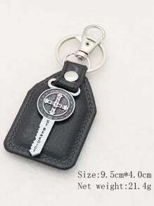 1 Peça Pingente De Carro Com Cruz De Nossa Senhora De Metal Vintage Personalizado & Pu Material Com Anel De Gancho Para Chaves