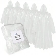 City Comfort Rain Poncho Disposable Transparent Waterproof Ponchos Multipack - White - View 1