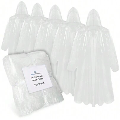 City Comfort Rain Poncho Disposable Transparent Waterproof Ponchos Multipack