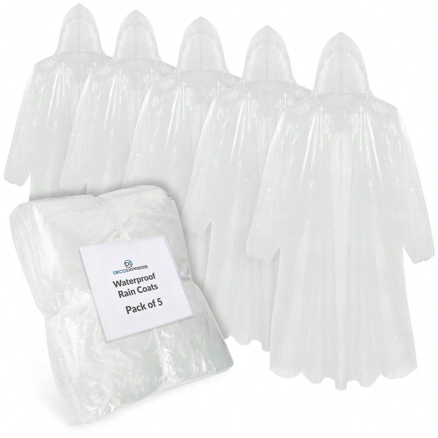 City Comfort Rain Poncho Disposable Transparent Waterproof Ponchos Multipack - White - View 1