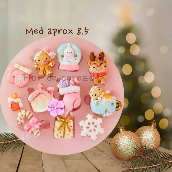 MOLDE DE SILICONA MINIATURA DE NAVIDAD. VERIFICA LAS MEDIDAS PARA ASEGURARTE DE QUE ESTÁS SATISFECHO CON EL TAMAÑO DEL MOLDE