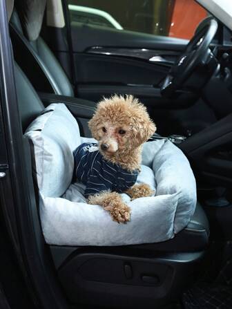 1 pieza Cojín de asiento de coche para mascotas desmontable, adecuado para todas las estaciones, asiento de coche para mascotas, cama para mascotas, con correa, apto para gatos y perros medianos y pequeños