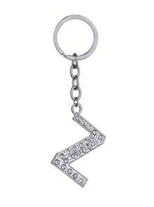 1pc Unisex New Elegant Silver Letter Rhinestone Plated Keychain, Luxury English Letter Bag Charm - Silver - View 35