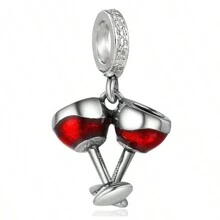 1 件银色闪光塔粉色爱心钻石浪漫求婚高玻璃春季旅行蝴蝶熊粉红钻石吊坠饰品原创手链项链手链珠子 DIY 珠宝制作礼物适合女性女孩