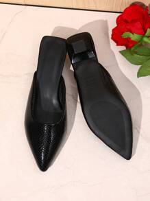 Damenschuhe mit Leoparden Muster und spitzer Zehenpartie, schmaler Absatz Rückenfrei Slide Sandalen, vielseitig zum Schlüpfen