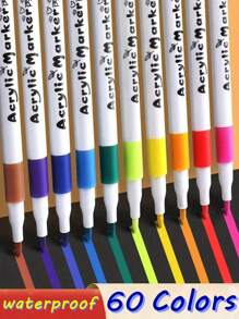 80 marcadores de pintura acrílica de colores, apropiados para pintar y crear manualidades artísticas DIY, resistentes al agua, lavables, se pueden usar en tela, vidrio, cerámica, plástico y la mayoría de las superficies (estilo aleatorio)