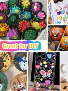 80 marcadores de pintura acrílica de colores, apropiados para pintar y crear manualidades artísticas DIY, resistentes al agua, lavables, se pueden usar en tela, vidrio, cerámica, plástico y la mayoría de las superficies (estilo aleatorio)