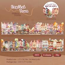 1 卷房屋主题装饰遮蔽胶带，复古梦幻小镇系列景观胶带 - 彩色 - 查看 13