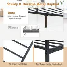 Homasis Twin Metal Daybed Frame Dual-Use Platform Sofa Bed For Living Room Bedroom - màu đen - Xem 5