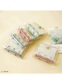 Student Mini 3-Ring Binder With PVC Transparent Cover, Portable Loose-Leaf Notebook Set - 3 Hole Pvc Binder - View 2