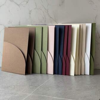 10个装口袋式婚礼邀请函信封，简约邀请函信封，适用于订婚、15岁生日、洗礼等场合，5*7英寸邀请函，DIY邀请卡，可定制口袋