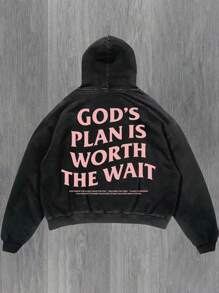 Áo hoodie có túi họa tiết chữ cổ điển dành cho nam, thời trang thu đông, áo dài tay - màu đen - Xem 1