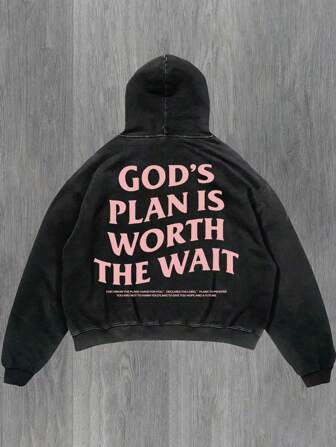 Herrtröja med vintage-tryck och bokstavsmotiv, långärmad, för hösten