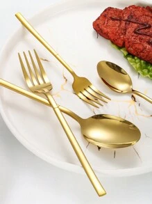 Bộ dao nĩa bít tết bằng thép không gỉ 5/20/30 chiếc, dùng cho bữa ăn tại nhà, khách sạn, tiệc tùng - Bạc - Xem 4