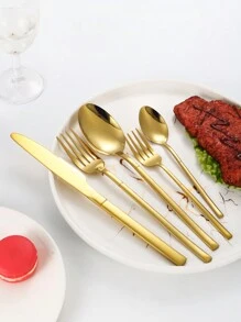 Bộ dao nĩa bít tết bằng thép không gỉ 5/20/30 chiếc, dùng cho bữa ăn tại nhà, khách sạn, tiệc tùng - Bạc - Xem 3