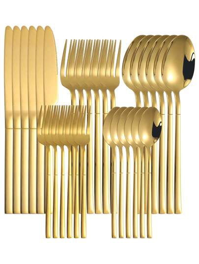 5/20/30件套不锈钢骑士牛排刀叉勺餐具套装，适用于家庭用餐、酒店、派对