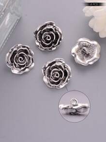 Vintage Rose Flower Metal Buttons 6 Packs, Antique Style Decorative Button For Coats, Sweaters, Suits, Jackets, Women's Fashion, DIY Crafts, Hair Accessories, Sewing Supplies - Golden & Silver Grey