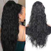 18-30-Inch Claw Clip-In Curly Wavy Ponytail Extension For Women - Natural-Looking Synthetic Hairpiece Versatile Black Perfect For Daily Wear - Natural Black - View 9