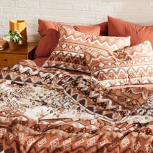 Geniospin Full Comforter Set, Boho Az Tec Comforter Set 7 Pieces, All Season Reversible Bed In A Bag, Soft Microfiber Fill Bedding, Lightweight, Warm And Breathable (Terracotta, 80"X90") - 紅陶 - 查看 4