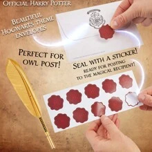 Harry Potter Letter Writing Set Hogwarts Quill Pen Paper Envelopes Wax Seal Stickers Stationery Supplies Gift - Multicolor - View 3