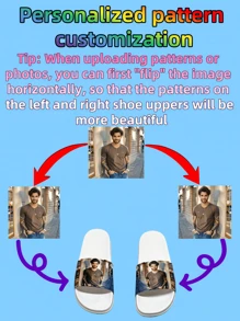Customized Men's Slippers With Personalized Patterns, Photos, Or Logos. Suitable As Gifts For Family, Friends, Customers. For Events, Holidays, Beach, Hotel, Home Use