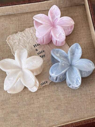 3 件套优雅多色大理石亚克力花朵发夹，适用于发髻、马尾辫，女士百搭日常配饰发夹爪夹发夹发夹发夹发夹秋冬发饰女士度假装女士