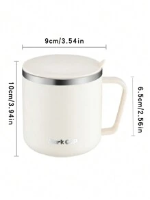 1 Peça Caneca de Aço Inoxidável de 400ml, Minimalista, Branco Café/Leite/Cinza Redondo Copo de Leite/Café para Estudantes e Trabalhadores de Escritório, Copo de Água Unissex para Uso Doméstico com Tampa, à Prova de Calor, Anti-Queda Voltar às Aulas - Multicolorido - Visão 21