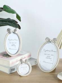 1/2/3 Pieces Of Bright Faux Faux Pearl Photo Frame, Baroque Style Faux Pearl Inlaid Rhinestone Decorative Frame, Photo Display Frame, Used For Office, Living Room, Bedroom Home Decoration (With Random Inner Paper)