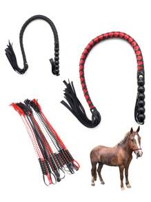 Látigo de caballo profesional de 95 cm - Mango de piel de PU suave, látigo, látigo de serpiente, látigo de entrenamiento, fusta tejida a mano, reutilizable, adecuado para entrenamiento, práctica y juegos al aire libre - Accesorio de equitación duradero, fácil de usar y portátil