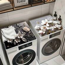 1pc Washing Machine Cover Mat, 3D Floral Print Pattern, Kitchen Countertop Mat, Washer/Dryer Top Protective Cover, Multi-Purpose Kitchen Counter Cover, Modern Washer And Kitchen Appliance Top Protector, Clothes Drying Mat, Water-Resistant Countertop Mat, Home Goods
