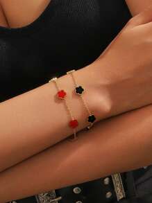 Stylever 1 Peça Bracelete Floral Fofo Jóias Femininas para Mulheres, Pulseira de Corrente Elegante de Prata 925, Presente de Jóias Finas para Irmãs Amizade