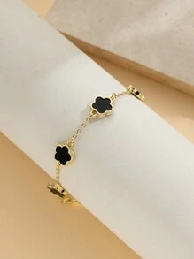 Stylever 1 Peça Bracelete Floral Fofo Jóias Femininas para Mulheres, Pulseira de Corrente Elegante de Prata 925, Presente de Jóias Finas para Irmãs Amizade