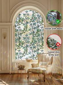 1 Roll Colorful Static Cling Glass Window Privacy Film, 3D Rainbow Vine Leaf Double-Sided Static Cling Glass Sticker, 11.84/19.68 Inch Wide, Multiple Sizes Available, Curtains For Living Room, Christmas Party, LPS Christmas Backdrop - Multicolor - View 4
