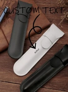 Customized Minimalist PU Leather Pencil Case, Classic Stationery Pouch