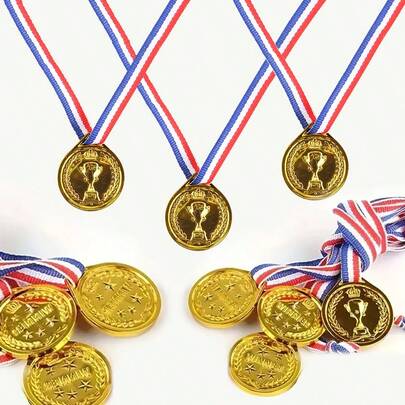 5/10/15/20/30PCS Plastic Golden Color Winner Award Medals For Sports Games Competitions