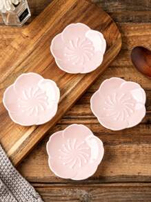 2/4pcs Sakura Flower Ceramic Sauce Dish, White & Pink Color Options, Japanese Style Ceramic Condiment Plate - Suitable For Soy Sauce, Vinegar, Hot Pot Dipping Sauce - Kitchenware, Elegant Small Dipping Bowl, Heatproof, Fit For Salad, Sushi, Fruit, Condiments, Appetizers, Kitchen, Restaurant, Sushi Shop