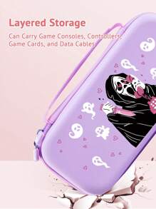 1pc Ghost Designed Protective Hard Storage Bag Compatible With Switch OLED/Switch NS Console, With Built-In Stand And Storage For 10 Game Cards, Suitable For Portable Travel, Provides Anti-Shock And Drop Protection For Console And Accessories - Multicolor - View 4