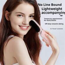 新款无线离子直发刷，两用便携式直发器，不会损坏头发 - 粉色 - 查看 1