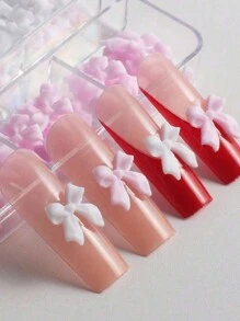 30 PEÇAS Encantos de Unhas em Laço 3D, Laços Rosas e Brancos para Unhas, Encantos de Unhas para Unhas Acrílicas, Suprimentos de Arte de Unhas, Joias de Unhas DIY, Acessórios de Unhas para Decoração de Unhas DIY, Design de Unhas com Gemas