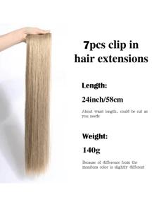 7 Stück/Set Haarverlängerung, langes gerades Haar mit hoher Temperaturbeständigkeit in 22 Zoll Synthetische Haarverlängerung Clip auf Haarverlängerungen für Frauen