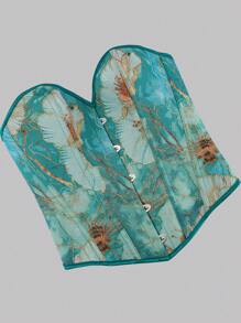 1 pezzo Nuova primavera donna stile vintage palazzo aderente corpetto corsetto top con grafica jacquard a tema ape, Camisole crop snellente da indossare come outerwear, adatto per outfit vacanzieri