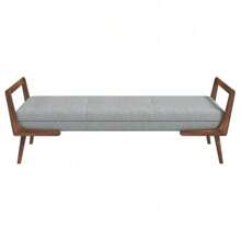 Cora Mid Century Modern Gray Bench,Mo-Autos