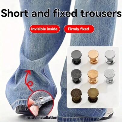 2/4pcs No-Sew Hemming Clips For Pants & Hats - Invisible, Adjustable Waistband Tightener In Golden/Silvery/Black