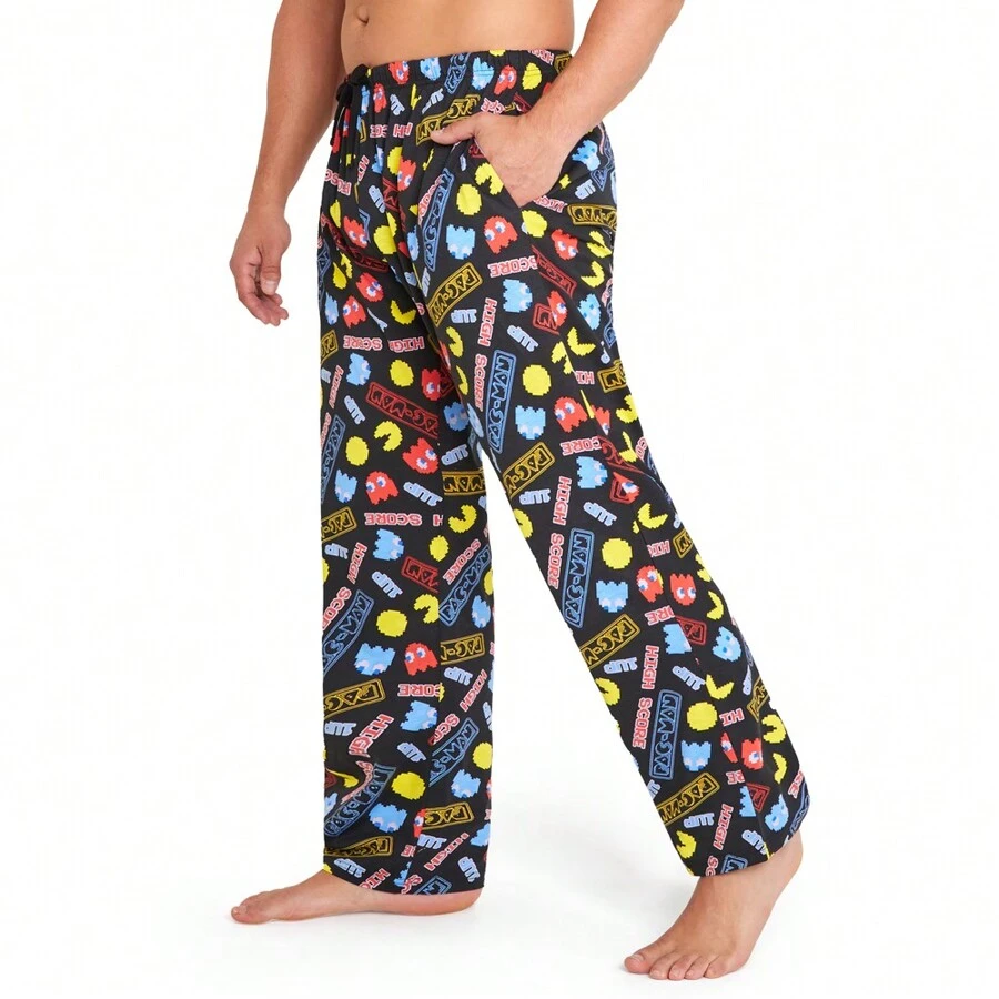 Pac-Man Pyjama Bottoms Comfy Cotton PJ Loungewear Trousers With Pockets Gift - Multicolor - View 1