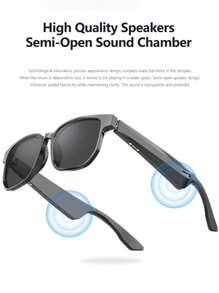 Smart Glasses Driving Bluetooth Headset AI Audio Glasses, Free Both Ears - Black - View 1