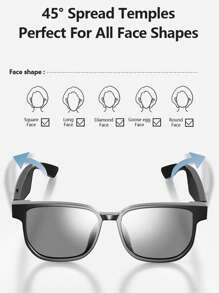 Smart Glasses Driving Bluetooth Headset AI Audio Glasses, Free Both Ears - Black - View 5