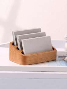 1 Pc Vintage Business Card Box, Suitable For Office Desk, 3 Card Slots Business Card Display Box, Desktop Card Storage Box - Multicolor - View 4